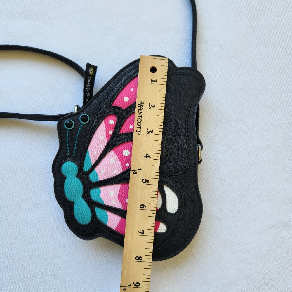 Butterfly Lily Bloom Flutter Butter Crossbody Bag Black Pink Blue Cute Fairy - Picture 15 of 16